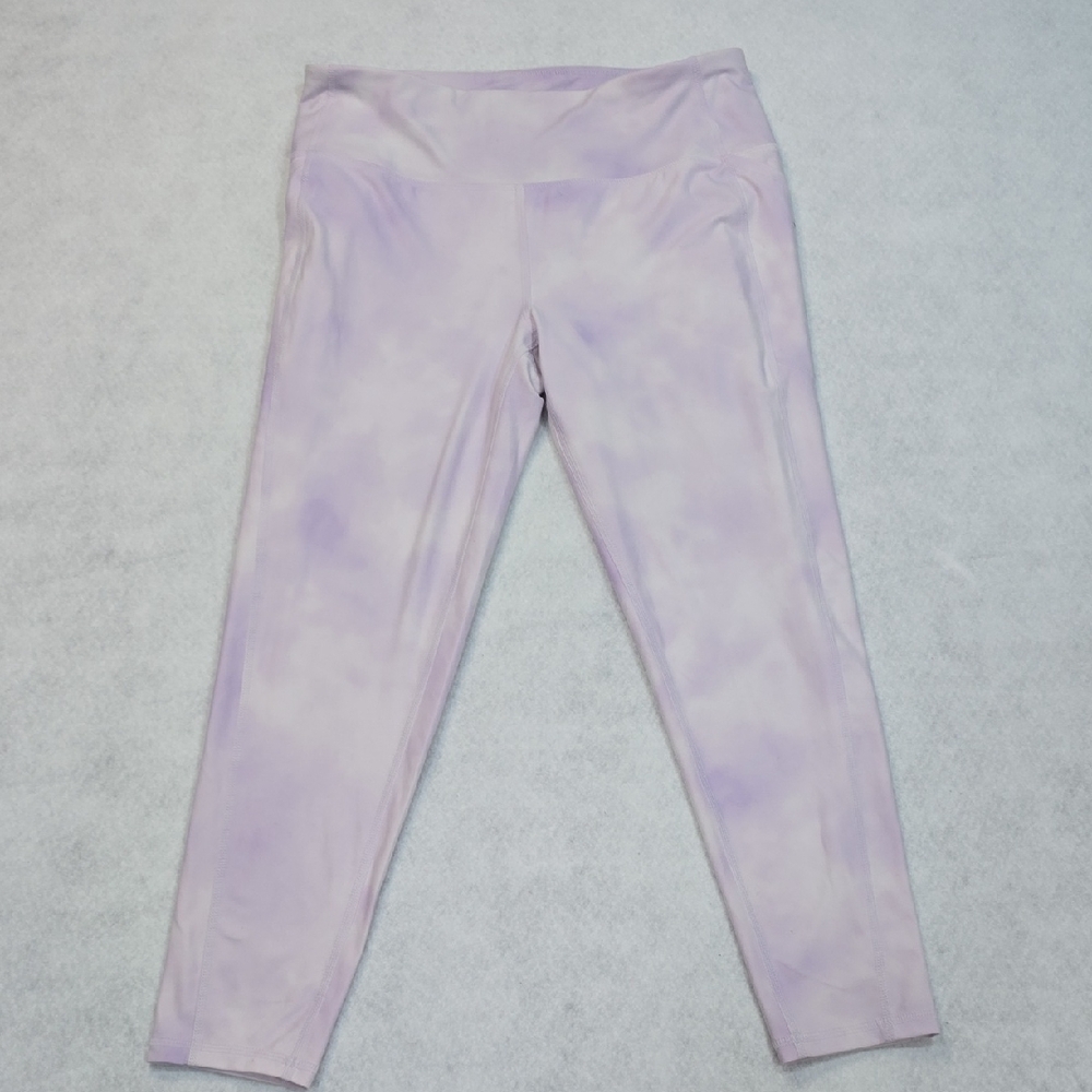 DSG Womens High Waisted Tie Dye Leggings Lavender‎ Purple Pockets Size L Large